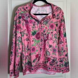 Floral Pink Women's Long-sleeved Shirt - Medium